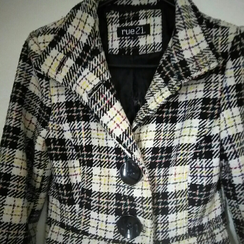Colorful Plaid Peacoat - Picture 2 of 5